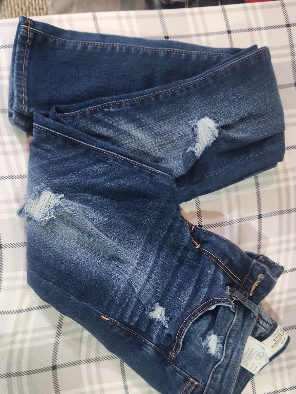 Abercrombie & Fitch Distressed Dark Blue Skinny Jeans